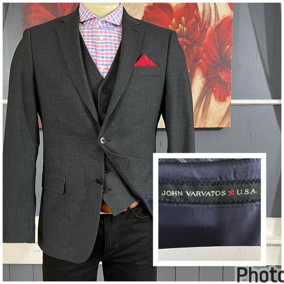 John Varvatos Other - John Varvatos Men Blazer With Vest 40R Polyester Rayon Stretch Sport Coat Jacket